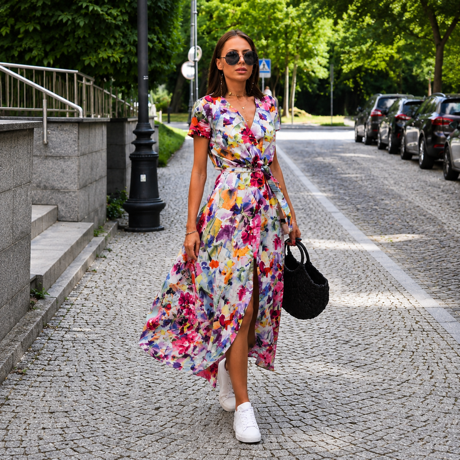 Aurora Floral Wrap Maxi Jurk