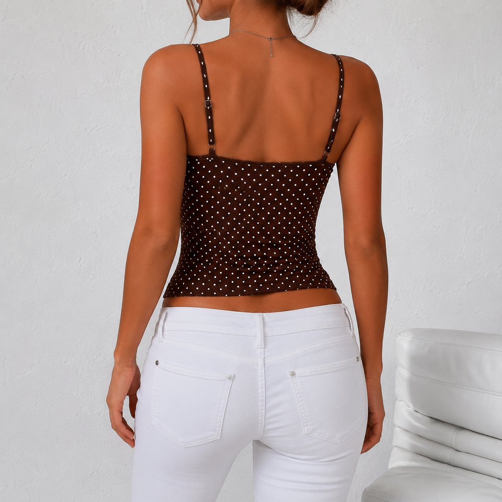 Polka Dot Cami Top Bordeaux